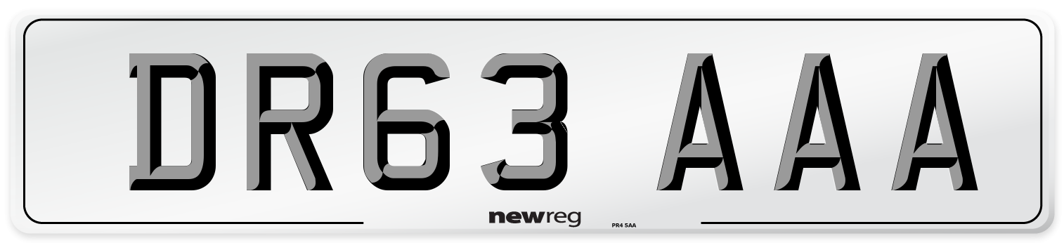 DR63 AAA Number Plate from New Reg